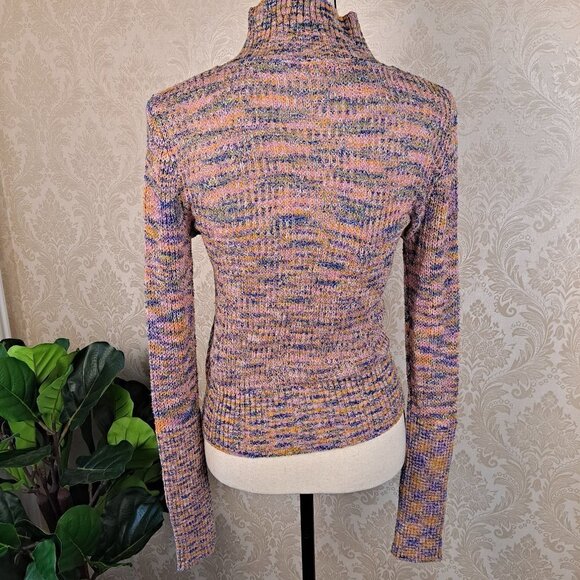 Free People Size Small Blair Candy Combo Mock Neck Sweater CottonLinen Blend NWT - Picture 5 of 12